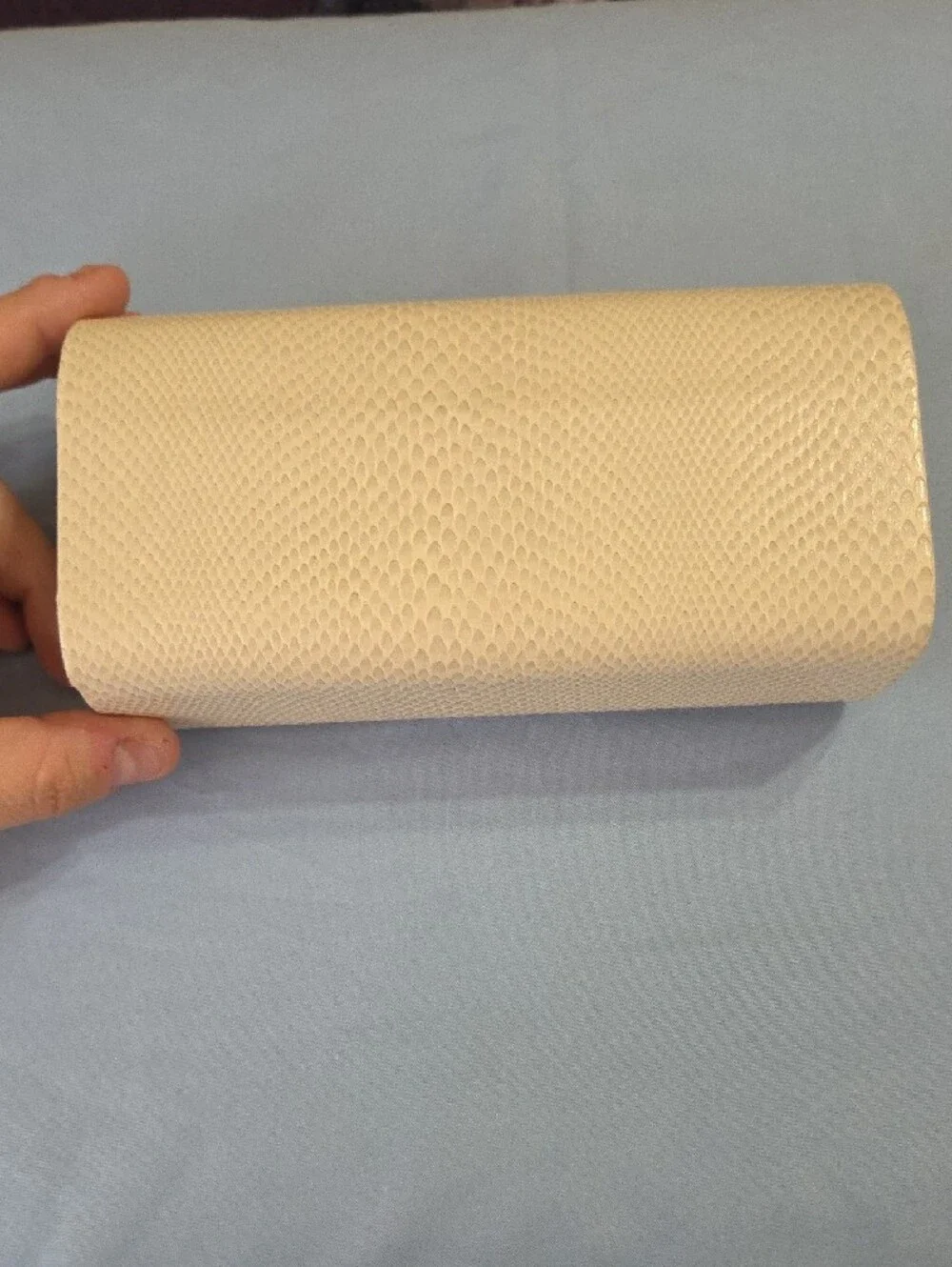 Jimmy Choo Ivory Textured Snake-Embossed with Silver Trim CASE ONLY